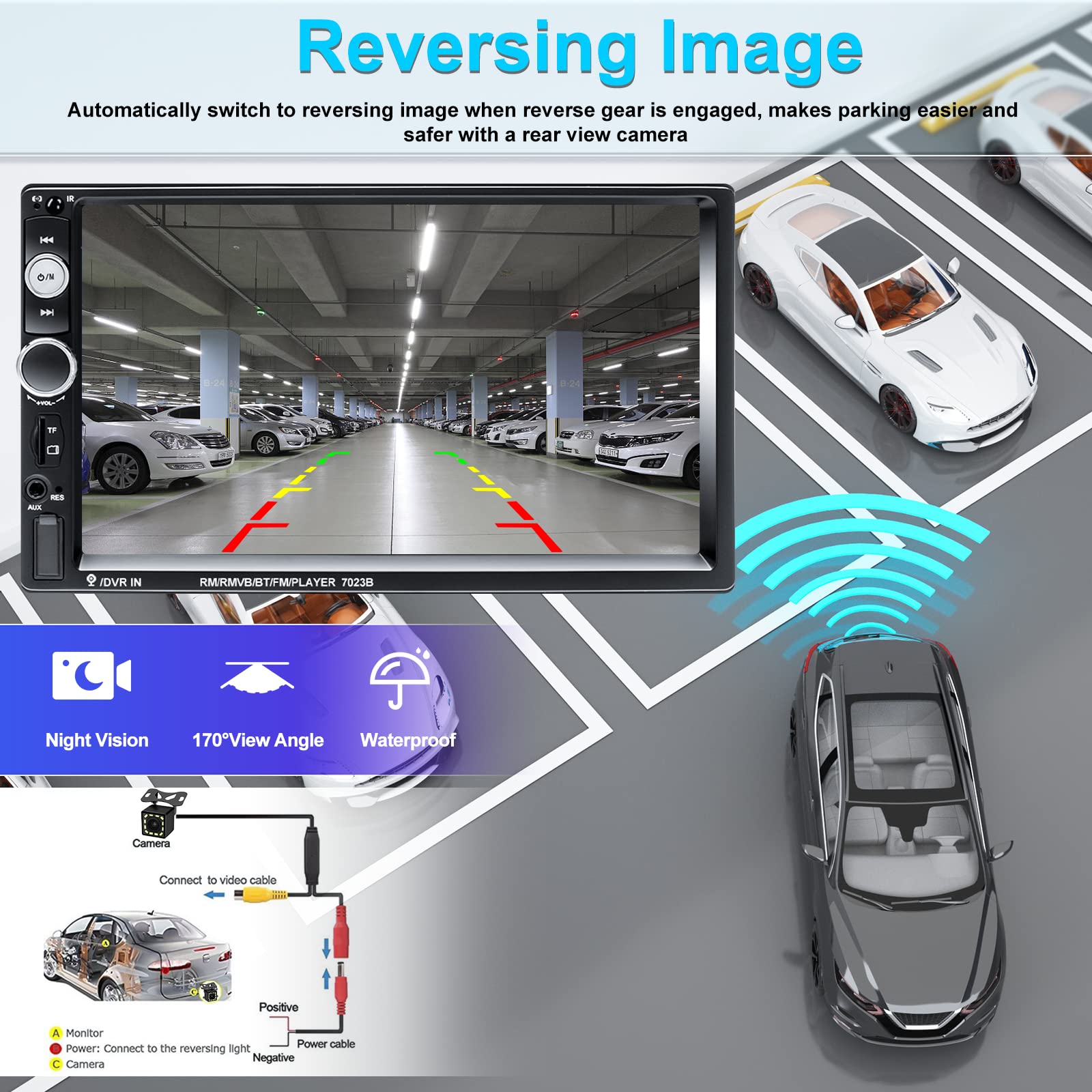 Double Din Car Stereo 7� Touch Screen Car Radio With Bluetooth Backup Camera Fm Radio Receiver Usb Aux Auto Radio Tf Card Input Audio Video Mp5 Mp4 Mp3 Player Car Multimedia Player Support Mirror Link